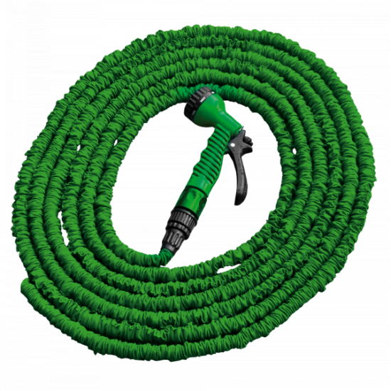 Flexibilná, zmršťovacia záhradná hadica 5-15m s postrekovačom, box- zelená TRICK HOSE
