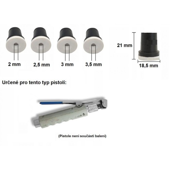 Náhradné trysky 4ks do pieskovača 2mm, 2,5mm, 3mm, 3,5mm MAR-POL