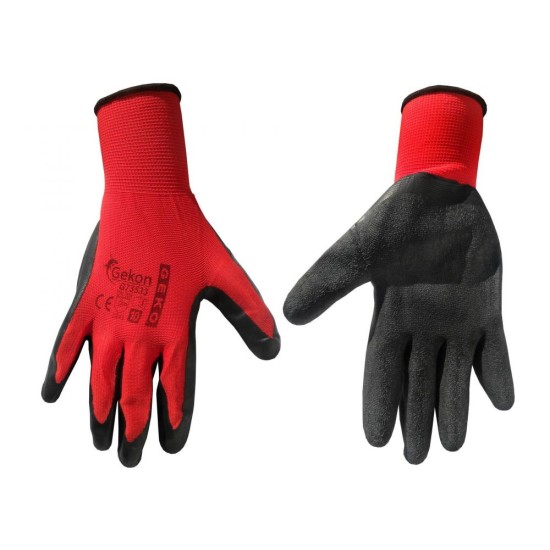 Pracovné rukavice veľkosti 10", červeno-čierne GEKO