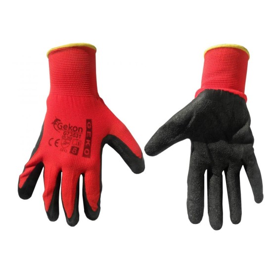 Pracovné rukavice veľkosť 9", červeno-čierne GEKO