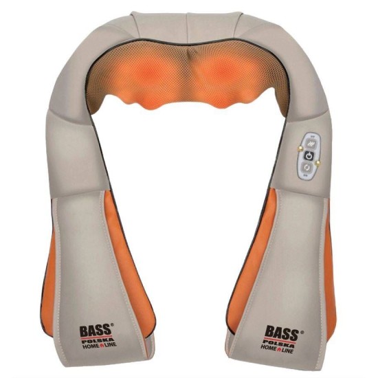 Shiatsu masážny prístroj na krk, šiju a chrbát, biely BASS
