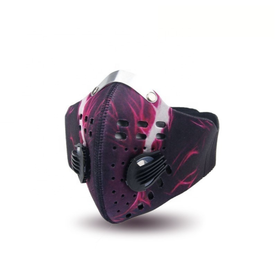 Športová, antismogová maska s aktívnym uhlíkovým filtrom N99, fialová BASS 
