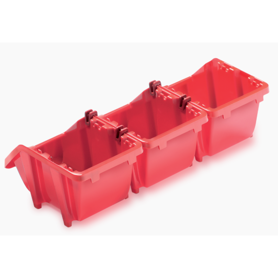 Úložný box 92x77x60mm, červený, súprava 16 ks KISTENBERG