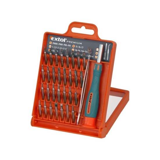 Hodinársky skrutkovač s bitmi, sada 32ks, CrV, EXTOL PREMIUM
