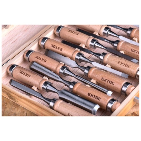 Rezbárske dláta, sada 12ks, EXTOL PREMIUM