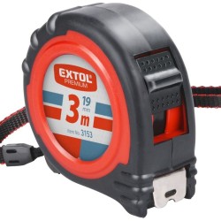 Výsuvný meter 3m, šírka remienka 19mm, gumový poťah, EXTOL PREMIUM