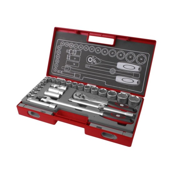 Nástrčná hlava, sada 27ks, 1/2", 61CrV5, FORTUM (4700014)