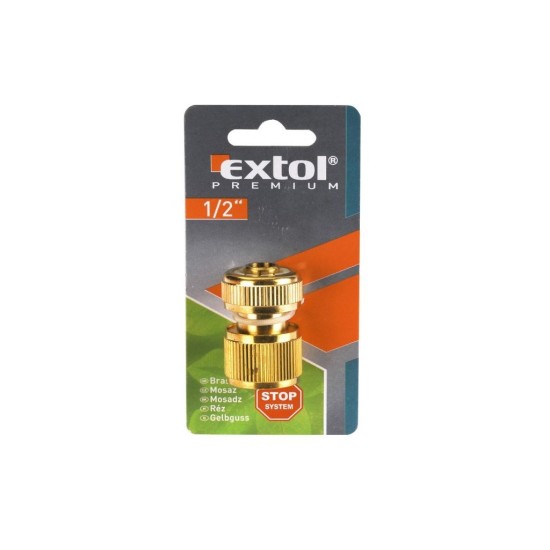 Rýchlospojka hadice, 1/2", UZATVÁRACÍ ventil, mosadz, EXTOL PREMIUM Rýchlospojka hadice, 1/2", UZATVÁRACÍ ventil, mosadz, EXTOL PREMIUM