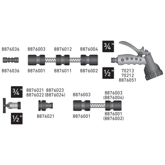 Prípojka na kohútik, 1/2"-3/4", mosadz, EXTOL PREMIUM
