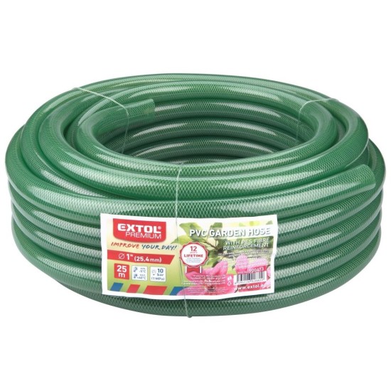 Priehľadná záhradná hadica GARDEN, 1", 25m, 320g/m, veľkosť 25/31mm, hrúbka steny 3mm, EXTOL PREMIUM