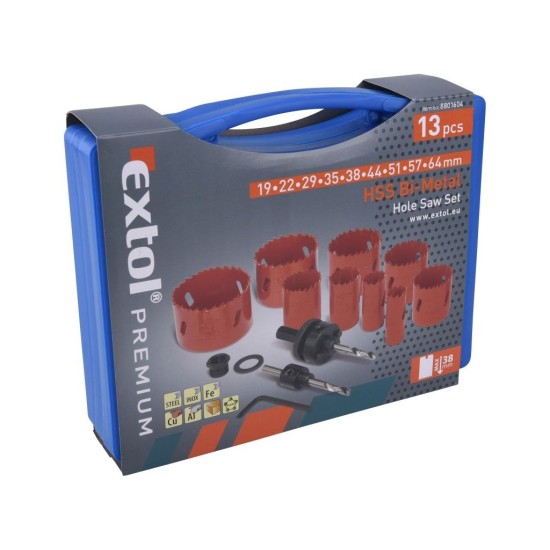 Korunkové vŕtačky, univerzálne, sada 13 ks, EXTOL PREMIUM