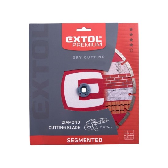 Diamantový rezací segmentový kotúč, 180x22,2mm, rezanie za sucha, EXTOL PREMIUM