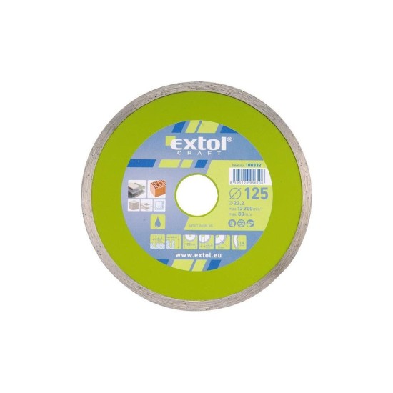 Diamantový rezací kotúč po celom obvode, 115x22,2mm, rezanie za mokra, EXTOL CRAFT