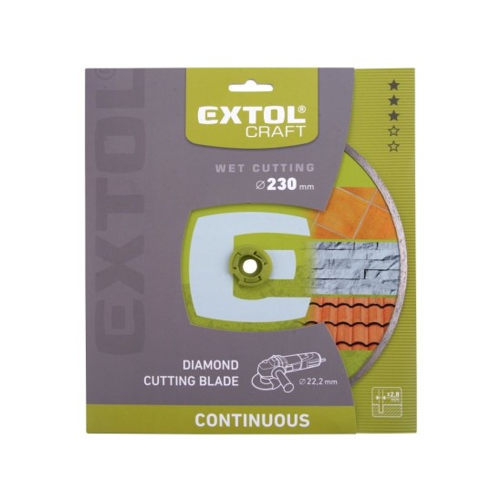 Diamantový rezací kotúč po celom obvode, 230x22,2mm, rezanie za mokra, EXTOL CRAFT