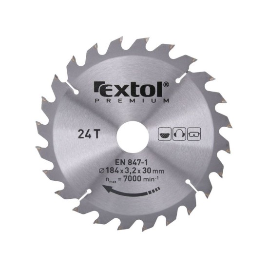 Pílový kotúč s karbidovými kotúčmi, 184x2,2x30mm, 24T, šírka karbidového kotúča 3,2mm, EXTOL PREMIUM Pílový kotúč s karbidovými kotúčmi, 184x2,2x30mm, 24T, šírka karbidového kotúča 3,2mm, EXTOL PREMIUM