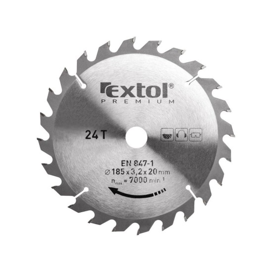 Pílový kotúč s karbidovými kotúčmi, 185x2,2x20mm, 24T, šírka karbidového kotúča 3,2mm, EXTOL PREMIUM