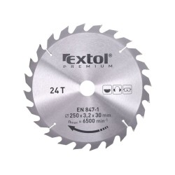 Pílový kotúč s karbidovými kotúčmi, 250x2,2x30mm, 24T, šírka karbidového kotúča 3,2mm, EXTOL PREMIUM