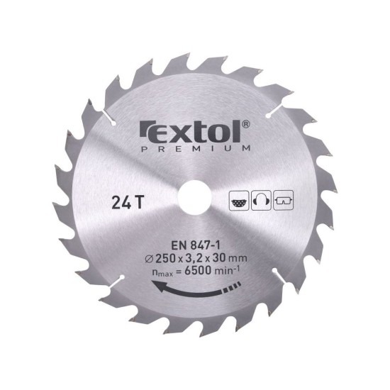 Pílový kotúč s karbidovými kotúčmi, 250x2,2x30mm, 24T, šírka karbidového kotúča 3,2mm, EXTOL PREMIUM