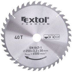 Pílový kotúč s karbidovými kotúčmi, 250x2,2x30mm, 40T, šírka karbidového kotúča 3,2mm, EXTOL PREMIUM