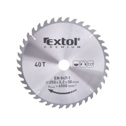 Pílový kotúč s karbidovými kotúčmi, 250x2,2x30mm, 40T, šírka karbidového kotúča 3,2mm, EXTOL PREMIUM