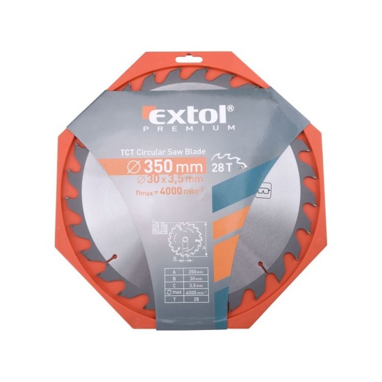 Pílový kotúč TCE s karbidovými kotúčmi, 350x2,5x30mm, 28T, šírka karbidového kotúča 3,5mm, EXTOL PREMIUM Pílový kotúč TCE s karbidovými kotúčmi, 350x2,5x30mm, 28T, šírka karbidového kotúča 3,5mm, EXTOL PREMIUM
