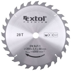 Pílový kotúč TCE s karbidovými kotúčmi, 350x2,5x30mm, 28T, šírka karbidového kotúča 3,5mm, EXTOL PREMIUM
