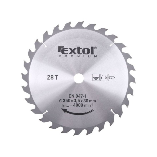 Pílový kotúč TCE s karbidovými kotúčmi, 350x2,5x30mm, 28T, šírka karbidového kotúča 3,5mm, EXTOL PREMIUM Pílový kotúč TCE s karbidovými kotúčmi, 350x2,5x30mm, 28T, šírka karbidového kotúča 3,5mm, EXTOL PREMIUM