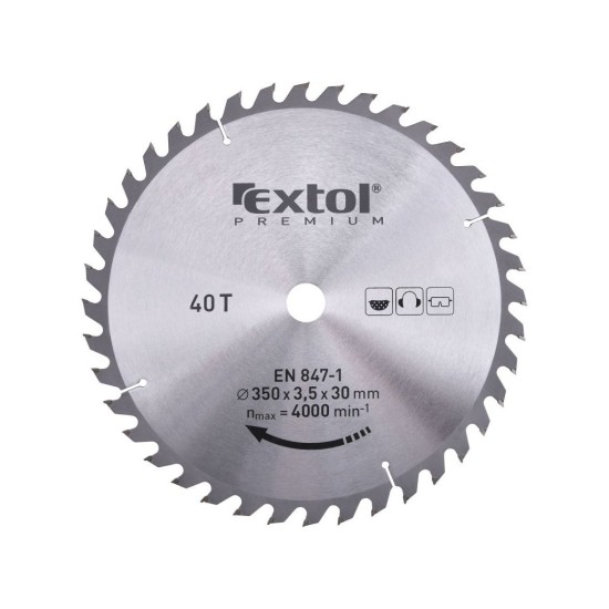 Pílový kotúč TCE s karbidovými kotúčmi, 350x2,5x30mm, 40T, šírka karbidového kotúča 3,5mm, EXTOL PREMIUM