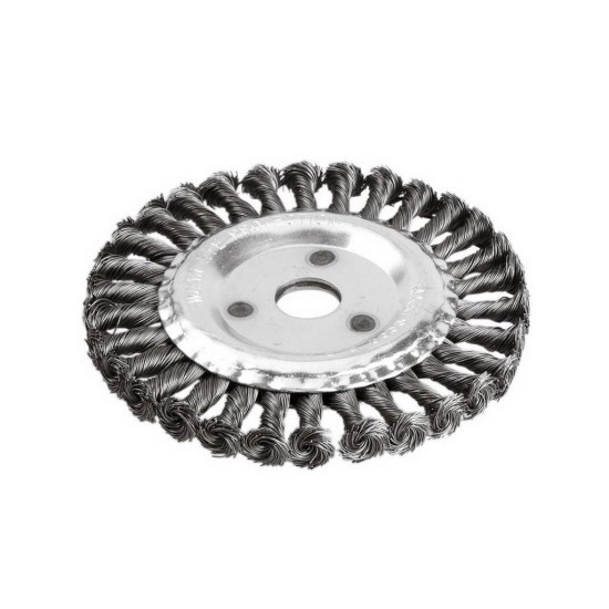 Radiálna pletená kefa, Ø 150 mm, vlnitý drôt S 0,5 mm, otvor 22,2 mm, EXTOL CRAFT