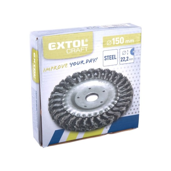 Radiálna pletená kefa, Ø 150 mm, vlnitý drôt S 0,5 mm, otvor 22,2 mm, EXTOL CRAFT