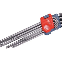 L-kľúče TORX vysunuté, sada 9ks, T10-T50, vŕtané na kratšej strane, CrV, EXTOL PREMIUM