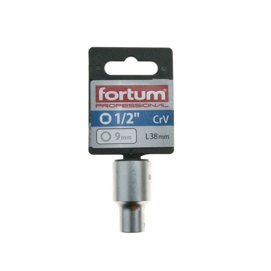 Nástrčný kľúč, 1/2', 9,0mm, D 38mm, 61CrV5, FORTUM Nástrčný kľúč, 1/2', 9,0mm, D 38mm, 61CrV5, FORTUM