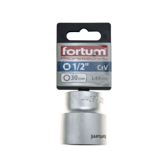 Nástrčný kľúč, 1/2', 30,0mm, D 44mm, 61CrV5, FORTUM Nástrčný kľúč, 1/2', 30,0mm, D 44mm, 61CrV5, FORTUM