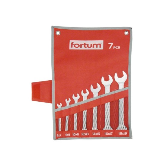 Ploché kľúče, sada 7ks, 6x7, 8x9, 10x11, 12x13, 14x15, 16x17, 18x19mm, 61CrV5, FORTUM