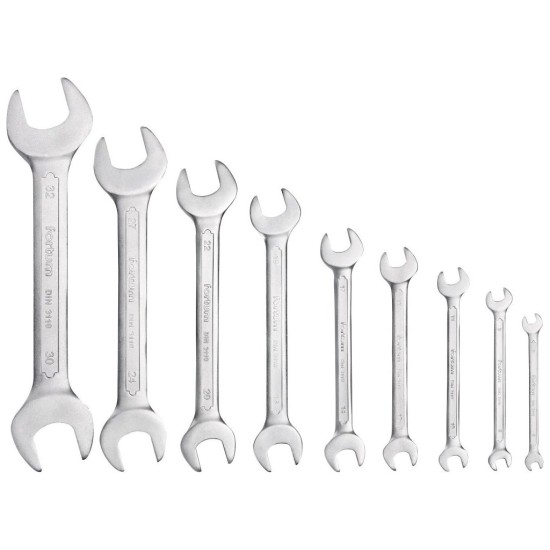 Ploché kľúče, sada 9ks, 6x7, 8x9, 10x11, 12x13, 14x17, 18x19, 20x22, 24x27, 30x32mm, 61CrV5, FORTUM