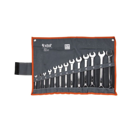 Ploché kľúče, sada 13ks, 6-22mm, CrV, EXTOL PREMIUM Ploché kľúče, sada 13ks, 6-22mm, CrV, EXTOL PREMIUM
