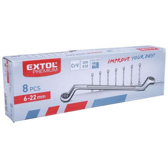 Očkové kľúče, sada 8, 6-22mm, CrV, EXTOL PREMIUM