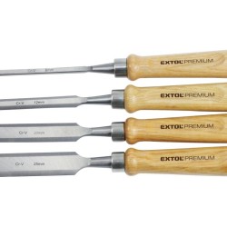 Dláta s kvalitnou bukovou rukoväťou, sada 4 ks, EXTOL PREMIUM