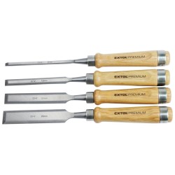 Dláta s kvalitnou bukovou rukoväťou, sada 4 ks, EXTOL PREMIUM