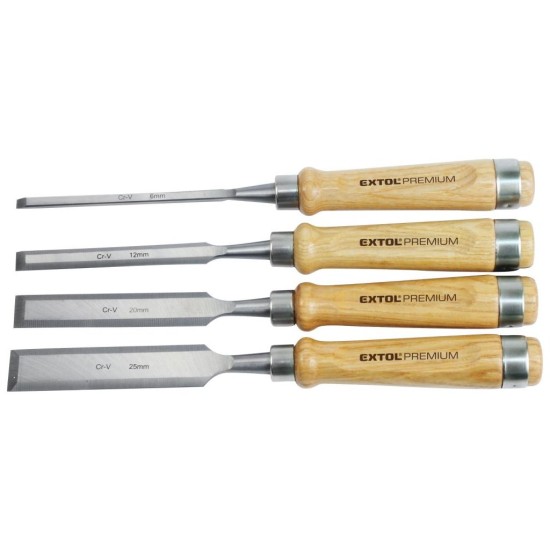 Dláta s kvalitnou bukovou rukoväťou, sada 4 ks, EXTOL PREMIUM