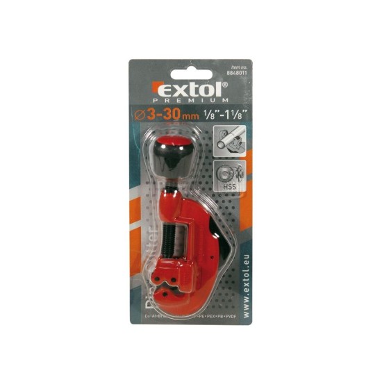 Rezačka rúrok s nástrojom na odihlovanie, Ø 3-30 mm, (Ø 1/8"-1 1/8"), HSS, EXTOL PREMIUM Rezačka rúrok s nástrojom na odihlovanie, Ø 3-30 mm, (Ø 1/8"-1 1/8"), HSS, EXTOL PREMIUM