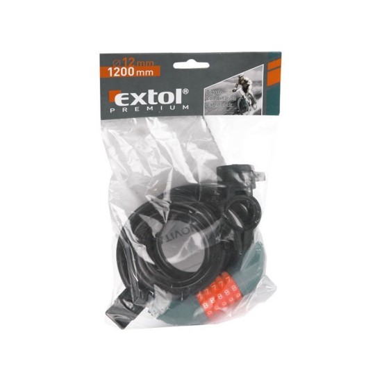 Zámok na bicykel, kódové uzamykanie, 12x1200mm EXTOL PREMIUM