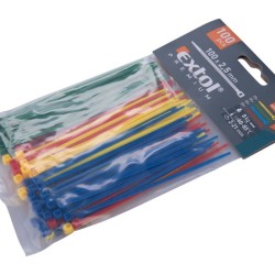 Drôtené pásky, 2,5x100mm, 100ks, farebné, 4x25ks (žltá, zelená, červená, modrá), NYLON, EXTOL PREMIUM Drôtené pásky, 2,5x100mm, 100ks, farebné, 4x25ks (žltá, zelená, červená, modrá), NYLON, EXTOL PREMIUM