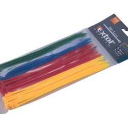 Drôtené pásky, 3,6x200mm, 100ks, farebné, 4x25ks (žltá, zelená, červená, modrá), NYLON, EXTOL PREMIUM