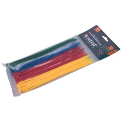 Drôtené pásky, 3,6x200mm, 100ks, farebné, 4x25ks (žltá, zelená, červená, modrá), NYLON, EXTOL PREMIUM