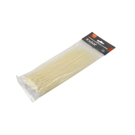 Drôtené pásky, 4.8x300mm, 100ks, biela, NYLON, EXTOL PREMIUM Drôtené pásky, 4.8x300mm, 100ks, biela, NYLON, EXTOL PREMIUM