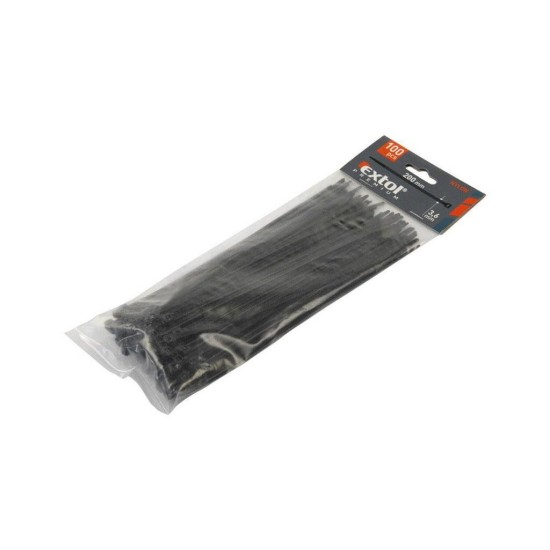 Drôtené pásky, 3.6x200mm, 100ks, čierna, NYLON, EXTOL PREMIUM Drôtené pásky, 3.6x200mm, 100ks, čierna, NYLON, EXTOL PREMIUM