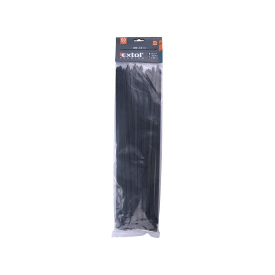 Drôtené pásky, 7.6x380mm, 50ks, čierna, NYLON, EXTOL PREMIUM Drôtené pásky, 7.6x380mm, 50ks, čierna, NYLON, EXTOL PREMIUM