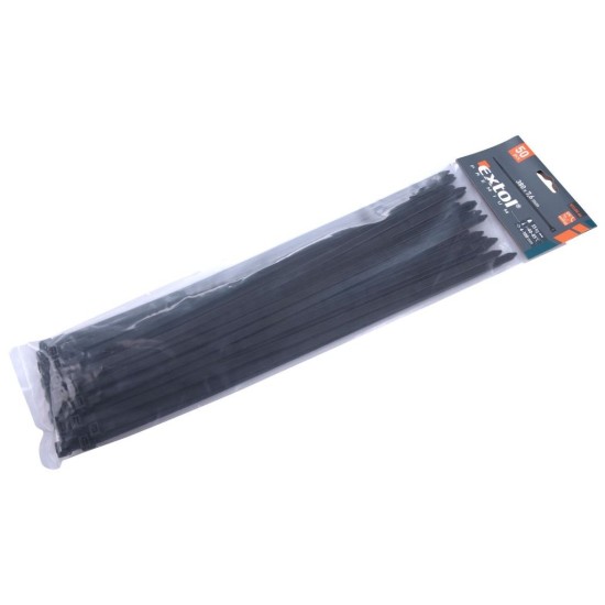 Drôtené pásky, 7.6x380mm, 50ks, čierna, NYLON, EXTOL PREMIUM Drôtené pásky, 7.6x380mm, 50ks, čierna, NYLON, EXTOL PREMIUM