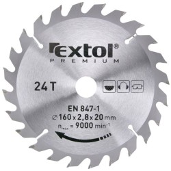 Pílový kotúč TCE s karbidovými kotúčmi, 160x2,0x20mm, 24T, šírka karbidového kotúča 2,8mm, EXTOL PREMIUM